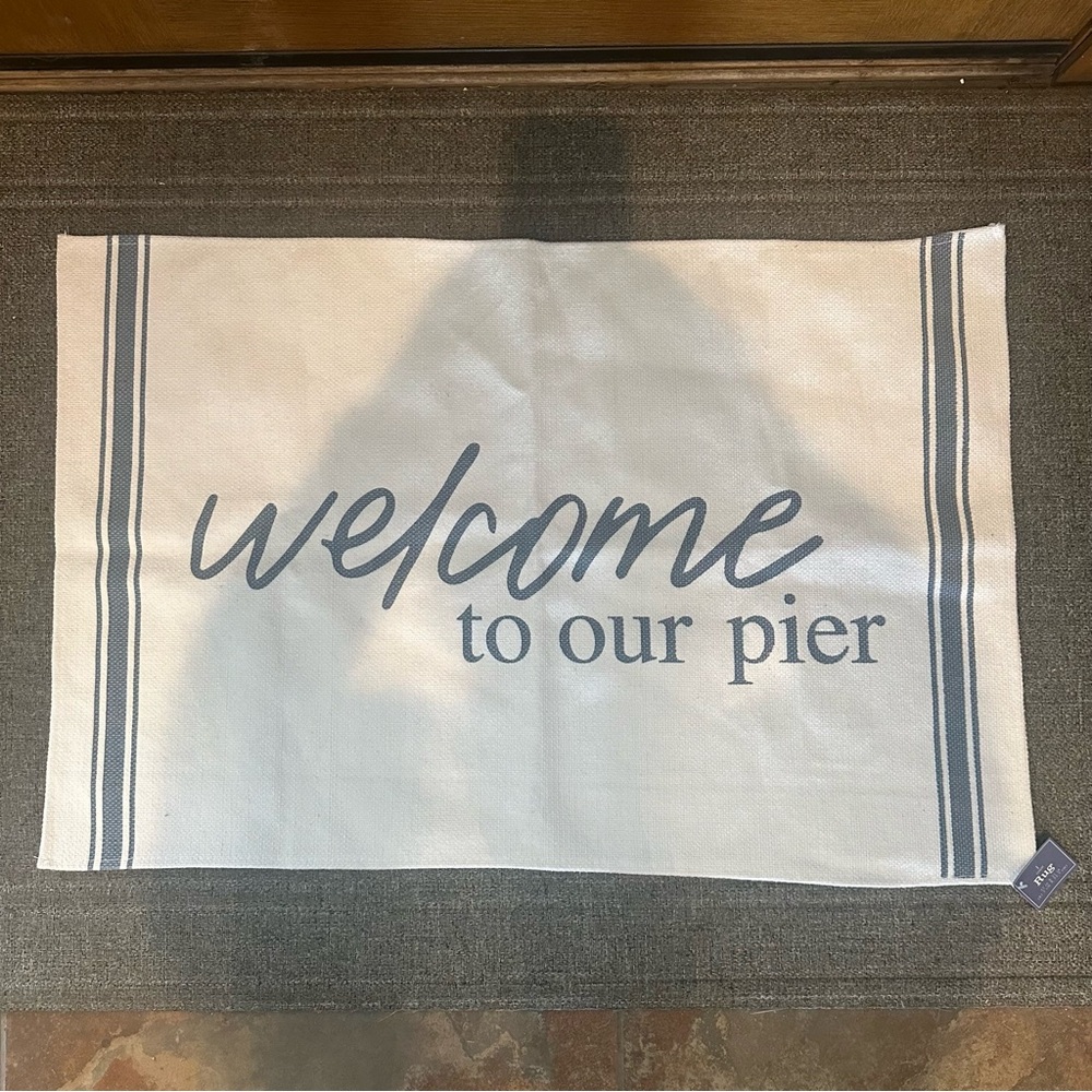 Lucky Star White Blue Welcome To Our Pier Rug